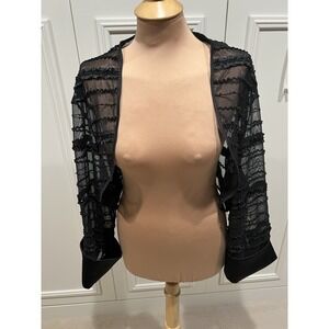 JS Collection Woman‎ Black Ruffle Sparkle Mesh Bolero Shrug Size 24R Formal